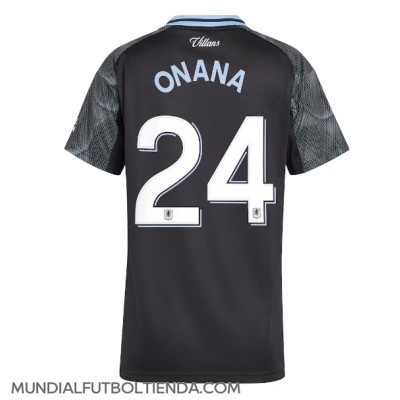 Camiseta Aston Villa Amadou Onana #24 Segunda Equipación Replica 2025-26 para mujer mangas cortas Camiseta Aston Villa Amadou Onana #24 Segunda Equipación Replica 2025-26 para mujer mangas cortas
